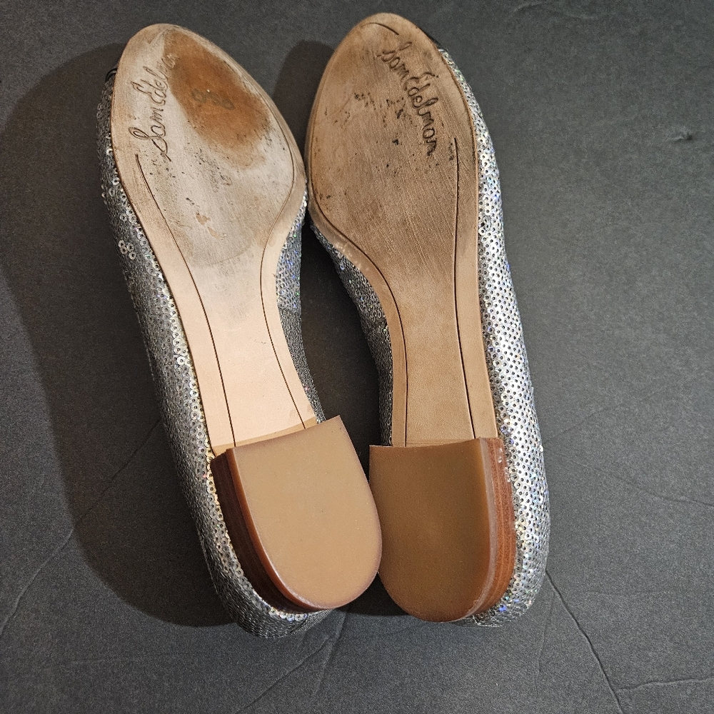 Sam Edelman Metallic Silver Loafers with Bow Accent - Picture 11 of 11